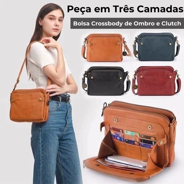 Bolsa tiracolo de couro transversal - Mariliche - Frete Grátis