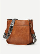 Bolsas Transversal de Couro Crossbody Com Alças Animal Print
